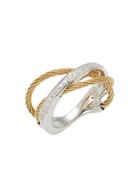 Alor 18k White Gold & Goldtone Diamond Twist Ring