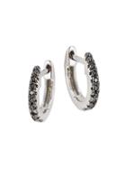 Saks Fifth Avenue 14k White Gold & Black Diamond Huggie Earrings