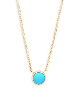 Anzie Turquoise And 14k Gold Pendant Necklace