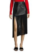 Helmut Lang Fringe-hem Leather Mini Skirt