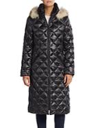 Dawn Levy Kali Coyote Fur-trimmed Diamond Quilted Coat