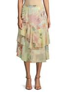 Vince Camuto Faded Blooms Tiered Skirt