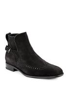 Salvatore Ferragamo Wingtip Brogue Suede Leather Ankle Boots