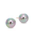 Majorica 8mm Round Grey Pearl Stud Earrings