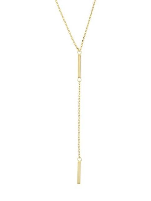 Saks Fifth Avenue 14k Yellow Gold Double Bar Lariat Necklace