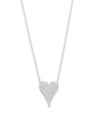 Diana M Jewels Bridal Diamond And 14k White Gold Heart Pendant Necklace