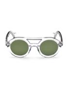 Moncler 44mm Double Bridge Round Sunglasses