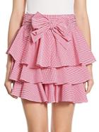 Scripted Gingham Tiered Ruffled Mini Skirt