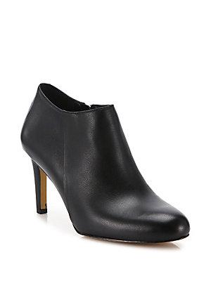 Vince Camuto Almond Toe Leather Ankle Boots