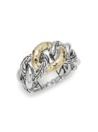 John Hardy Classic Chain 18k Yellow Gold & Sterling Silver Link Ring