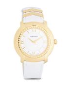 Versace Polished Stainless Steel Leather-strap Watch
