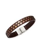 Thompson Of London Stainless Steel & Leather Intertwined Bracelet