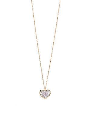 Plev Diamond And 18k Pink Gold Heart Burst Pendant Necklace