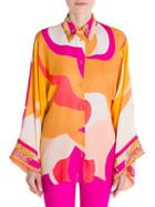 Emilio Pucci Graphic-print Silk Kimono Blouse