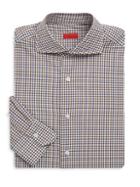 Isaia Checkered Regular-fit Cotton Dress Shirt