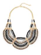 Saks Fifth Avenue Handmade Goldplated Scallop Beaded Tiered Necklace