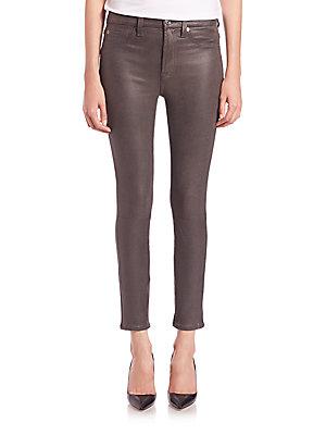 7 For All Mankind Crackled High-rise Ankle Skinny Jeans