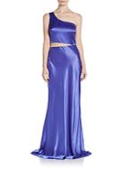 Abs One-shoulder Cutout Satin Gown