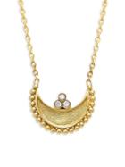 Amrapali Heritage 18k Yellow Gold Crescent Diamond Pendant Necklace