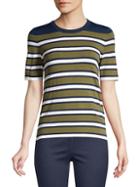 Piazza Sempione Roundneck Short Sleeve Striped Knit T-shirt