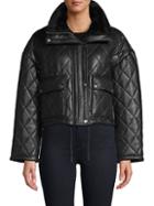 Bagatelle Faux Fur-trim Quilted Faux Leather Jacket