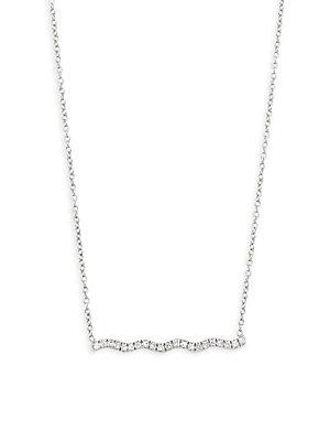 Casa Reale Wavy Bar Diamond And 14k White Gold Pendant Necklace
