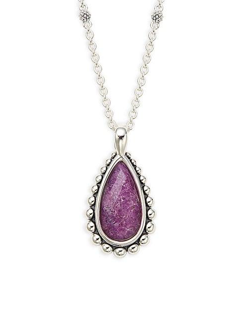 Lagos Maya Sterling Silver & Charoite Doublet Teardrop Pendant Necklace