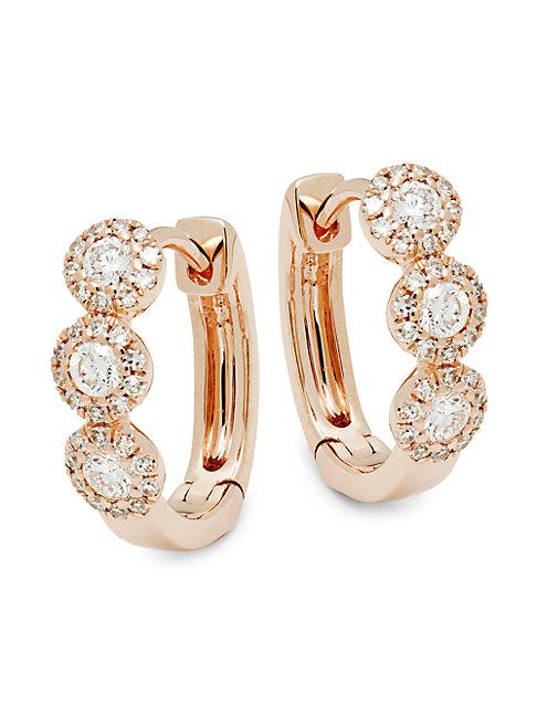 Saks Fifth Avenue 14k Rose Gold & Diamond Huggie Hoop Earrings