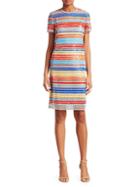 Akris Punto Striped Sequin Sheath Dress