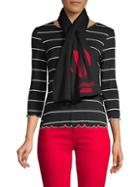 Boutique Moschino Wool Blend Striped Heart Scarf