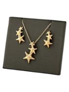 Saks Fifth Avenue 14k Gold Star Pendant Necklace & Earrings Set