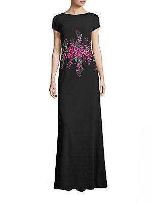 Theia Floral Embroidered Gown