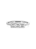 Ef Collection Diamond And 14k White Gold Baguette Bar Stack Ring