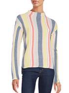 Saks Fifth Avenue Striped Long Sleeve Hi-lo Sweater