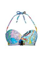Versace Technicolor Baroque-print Balconette Bikini Top