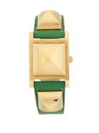 Herm S Vintage Green/gold Epsom Watch