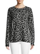 Cashmere Saks Fifth Avenue Leopard Print Cashmere Sweater