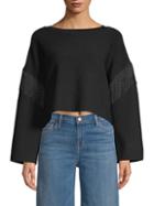 Lea & Viola Fringed-trimmed Cropped Sweater