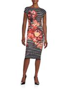 Eci Floral-print Striped Midi Dress