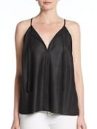 Joie Thora Leather & Silk Top
