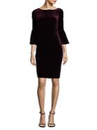 Calvin Klein Bell-sleeve Velvet Sheath Dress