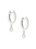 Nephora 14k White Gold & Diamond Pear Drop Huggie Hoops Earrings