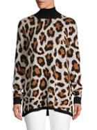 Saks Fifth Avenue Leopard-print Turtleneck Wool Blend Sweater
