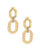 Saks Fifth Avenue Made In Italy 14k Yellow Gold Double Oval Dangle Earrings