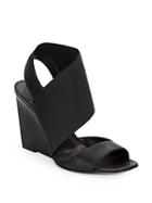 Calvin Klein Kyla Leather & Elastic Wedge Sandals