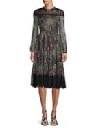 Valentino Floral Lace-trimmed Silk Dress