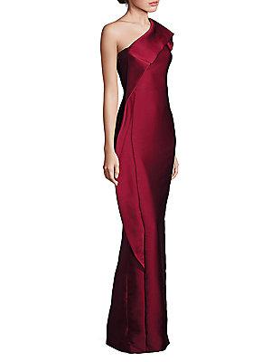 Theia One-shoulder Drape Gown