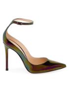 Gianvito Rossi Gia Ankle-strap Iridescent Leather Pumps