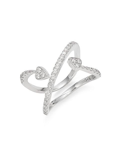 Effy Diamond & 14k White Gold Heart Wrap Ring