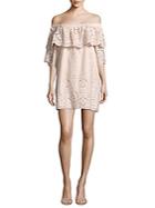 Parker Cathy Ruffled Off-the-shoulder Eyelet Cotton Dress